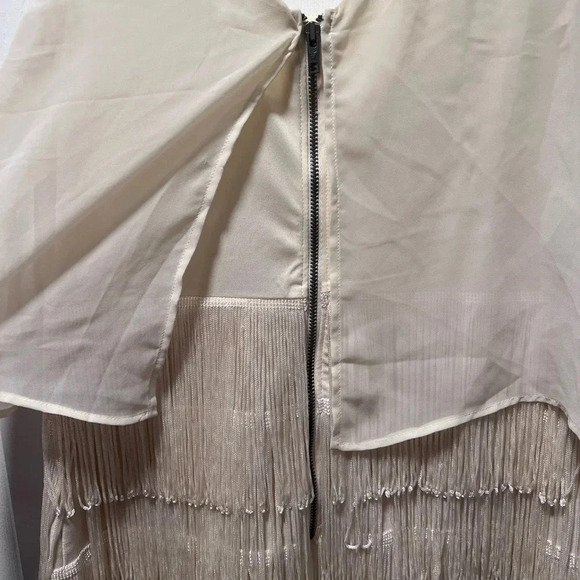American Eagle Mini Fringe Sleeveless Cream Dress size 10 - Picture 6 of 8